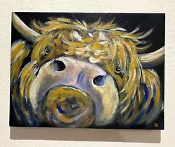 Buy Original Acrylic Canvas Painting Highland Cow Portrait By Ili • 50£