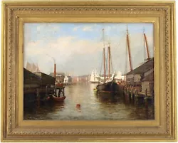 Buy Gloucester Harbor Antique Oil Painting By Laura Woodward (American, 1834-1926) • 0.99£