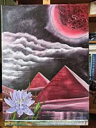 Buy Bob Ross Style Original Oil Paintings On Canvas - Blood Moon Lotus • 15£