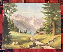 Buy Vintage Bavarian Mountain Cabin Scene Oil On Board By Max Wustner • 62.16£