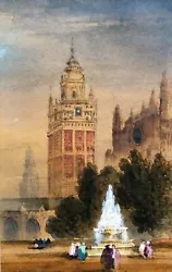 Buy Original Antique Watercolour Painting Of Moorish Tower Possibly In Seville Spain • 51£