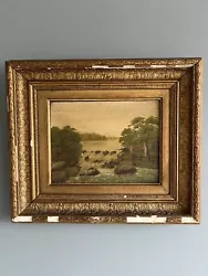 Buy Gold Frame Antique 18th Century Landscape Original Singed Oil Painting • 92.62£