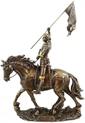 Buy Joan Of Arc On Horse Back With Flag Bronze Finish Statue Sculpture Home Décor • 118.13£