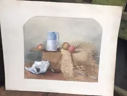 Buy Antique Victorian Still Life Watercolour Painting Fruit Jug Bench Dated 1875 • 0.99£