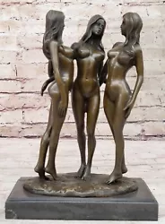 Buy Bronze Erotic Three Graces Statue Female Nude Greek Figurine Exotic Statue Deal • 710.39£