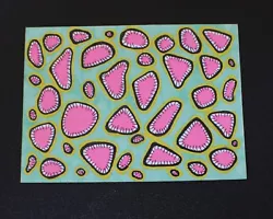 Buy Pink Green Growths Original ACEO Art Card Mixed Media Mini Artwork • 2.49£