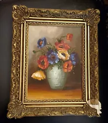 Buy VINTAGE Floral POPPIES Painting STILL LIFE Gilt Gold Gesso SHABBY Frame REUTER • 78.55£