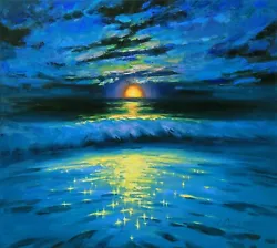 Buy Moon Clouds Seascape Painting IMPRESSIONISM Original Oil Canvas By A Onipchenko • 1,496.24£