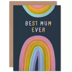 Buy Rainbow Paint Best Mum Ever Dark Blank Greeting Card With Envelope • 4.42£
