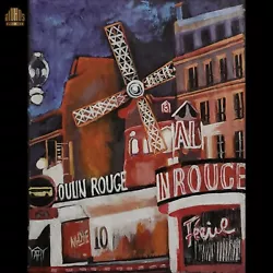 Buy YARY DLUHOS Paris France Moulin Rouge Cafe Theater Street Original Oil Painting • 74.42£