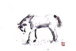 Buy Horse Equestrian Ink Wash Painting Impressionist Minimal Art . A5 Signed Artist • 45.99£