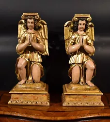 Buy Sculpture Antique Couple Angels Wood Tuscany Xvii Century Gold • 9,361£