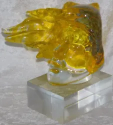 Buy Modern Art Glass Sculpture Blown Blonde Hair Bust Henryk Rysz Poland Papeweight • 199.05£