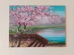 Buy Blossom Cherry Trees In Spring Park, Sakura Colorful Spring Painting, Vibrant Pi • 70.65£