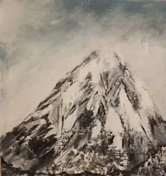Buy Original On Canvas Board, Snow Mountain Painting, Signed Home Decor On 20x20 Cm • 17.77£