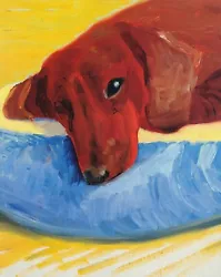Buy Dog Painting  #30 Dascshund Hockney Print In 11 X 14 Mount Ready To Frame SUPERB • 19.95£