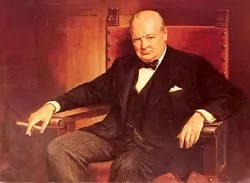 Buy Oil Painting Hermann Kern - Male Portrait Sir Winston Churchill Smoking Canvas @ • 66.14£