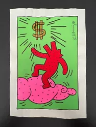 Buy Keith Haring Signed Abstract Painting On Paper - $ Howl  11.5” X 8.25” • 393.59£