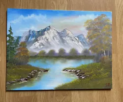Buy Original Beautiful Mountains & Lake Scenery Oil Painting 30x40 Cm Canvas Board • 95£