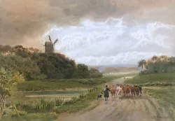 Buy John MacPherson C19th Original Antique Watercolour Painting Returning The Cattle • 131£