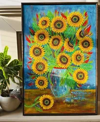 Buy Original Sunflower Painting Flowers Painting On Canvas Original Artwork • 180£