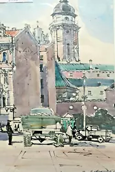 Buy Valery Alfeevsky. (1906 - 1989) Busy City Scene With Figures Watercolour .1959. • 865£