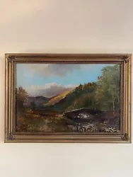 Buy Antique Oil Painting Hills River Signed Blanche F. Hunter Late 1800s/early 1900s • 40£