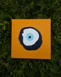 Buy Original Abstract Hand Painted Evil Eye Yellow Canvas Home Decor Wall Art • 19.99£