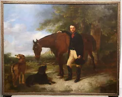 Buy 19th Century Noble English Man With Horse And Dogs In A Forest Decorative • 33,153.10£