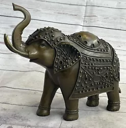 Buy Gorgeous Bronze Elephant Figurine Sculpture Statue Art African Signed Artwork  • 331.11£