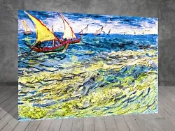 Buy Van Gogh Fishing Boats At Saintes Maries SEA CANVAS PAINTING ART PRINT 737 • 3.96£