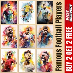 Buy Famous Football Player Of All Time Posters Ronaldo Messi Mbappe Neymar Benzema • 2.97£