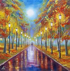 Buy Happy Autumn Park Walk, Original Painting Signed Ukraine Artist Landscape • 79.46£
