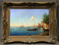Buy 19th 20th Century French Beautiful Landscape Venetian Lagoon Boats • 9,843.68£
