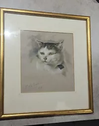 Buy Signed J Hallett Pastel On Paper Study Of A Cat Original Art Framed • 250£