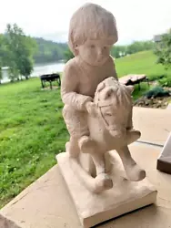 Buy Austin Productions Dee Crowley 11  Clay Sculpture Boy Rocking Horse Signed Vtg • 41.26£