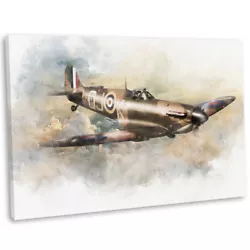 Buy RAF Spitfire Canvas Print Framed WW2 Watercolour Painting Art Picture • 24.99£