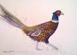 Buy ORIGINAL Signed Watercolour Painting PHEASANT Bird Game Wildlife Art Clare Crush • 23.99£