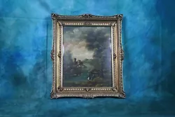 Buy Gilt Framed Oil On Copper - Fisherman Fishing In River With Castle In Background • 95£
