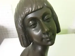 Buy Bronze Statue Of Young Girl In Thought Sculpture Art Deco On Marble Base Statue • 190£