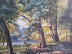 Buy Forest Woods Deer Large Oil Painting Canvas Classic British Art Trees Landscsape • 25.95£