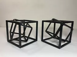 Buy Set Of 2 Black Modern Abstract Metal Shelf Art Sculpture Geometric 4.5” • 20.66£