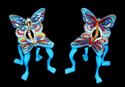 Buy PEDRO FRIEDEBERG 2 Original Hand Carved And Painted Butterfly Chairs Signed Oil • 2,358.55£