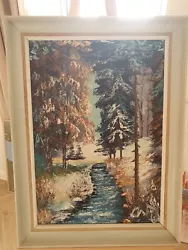 Buy Oil Painting, Antique From Denmark,78x58 Denmark In Winter Snow, River, Forest • 41.97£