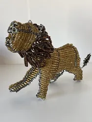 Buy Vintage Lion Beaded Wire African Tribal Art, Sculpture Figurine, Ethnic • 19.99£