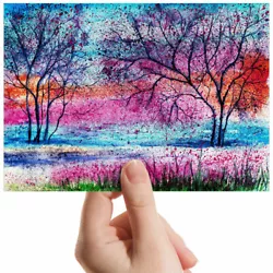 Buy Magic Purple Trees Painting Small Photograph 6  X 4  Art Print Photo Gift #2332 • 3.99£