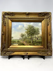 Buy Landscape Scenery Oil Painting On Wood, Couple Walking,  13x15 • 124.03£