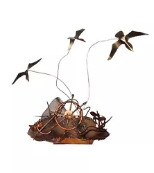 Buy Copper Nautical Scene Musical Sculpture Vtg Rotating Bird Fish Coastal Handmade  • 24.80£