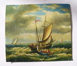 Buy Vintage Miniature Oil Painting On Copper Brass Nautical Maritime Boats Sailing • 35£