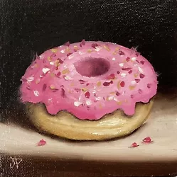 Buy Jane Palmer Art Original Still Life Oil Painting,  Pink Donut • 0.99£